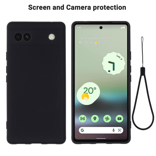 For Google Pixel 6a Pure Color Liquid Silicone Phone Case(Black) - Google Cases by buy2fix | Online Shopping UK | buy2fix