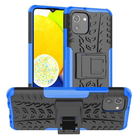 For Samsung Galaxy A03 EU Version Tire Texture TPU + PC Phone Case(Blue)