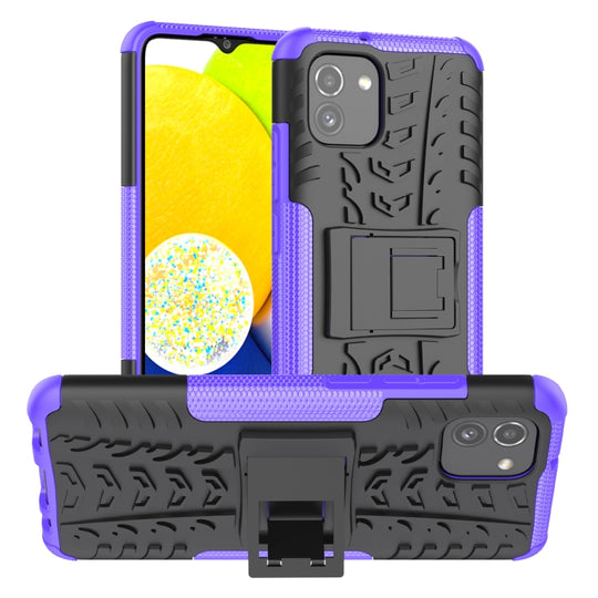 For Samsung Galaxy A03 EU Version Tire Texture TPU + PC Phone Case(Purple)
