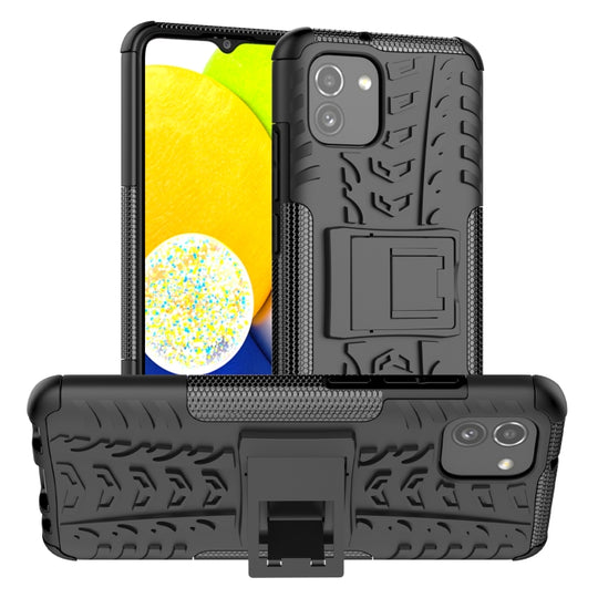 For Samsung Galaxy A03 EU Version Tire Texture TPU + PC Phone Case(Black)