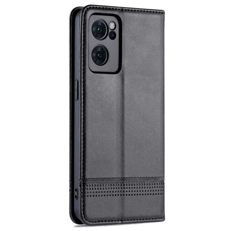 For OPPO Reno7 AZNS Magnetic Calf Texture Horizontal Flip Leather Phone Case(Black) - Huawei Cases by AZNS | Online Shopping UK | buy2fix