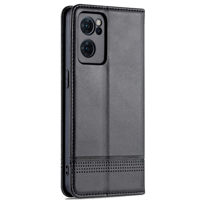 For OPPO Reno7 AZNS Magnetic Calf Texture Horizontal Flip Leather Phone Case(Black) - Huawei Cases by AZNS | Online Shopping UK | buy2fix