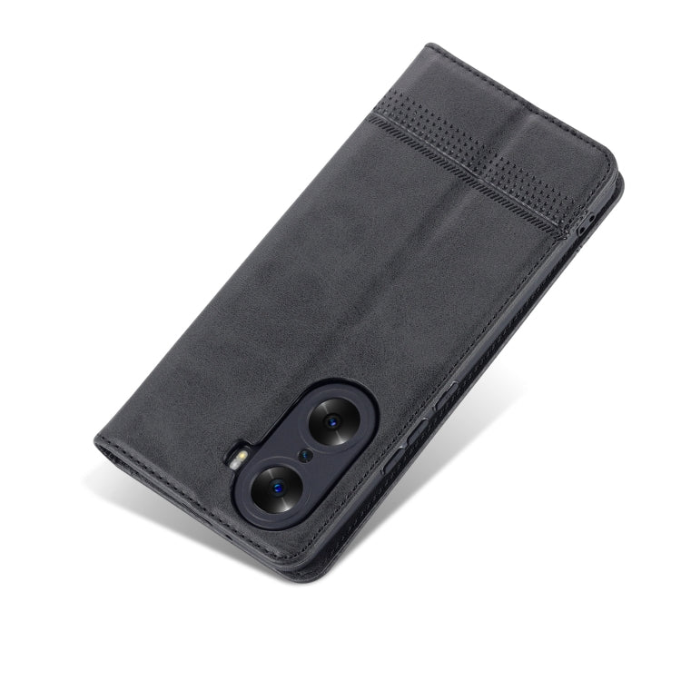 For Honor 60 AZNS Magnetic Calf Texture Horizontal Flip Leather Phone Case(Black) - Honor Cases by AZNS | Online Shopping UK | buy2fix