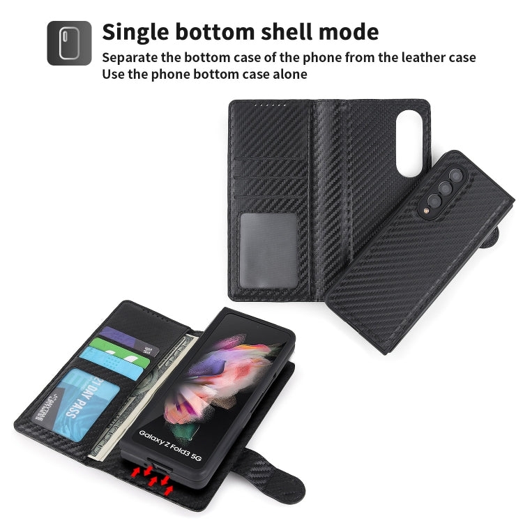 For Samsung Galaxy Z Fold3 5G 2 in 1 Split Folding Leather Phone Case(Carbon Fiber Black) - Galaxy Phone Cases by buy2fix | Online Shopping UK | buy2fix