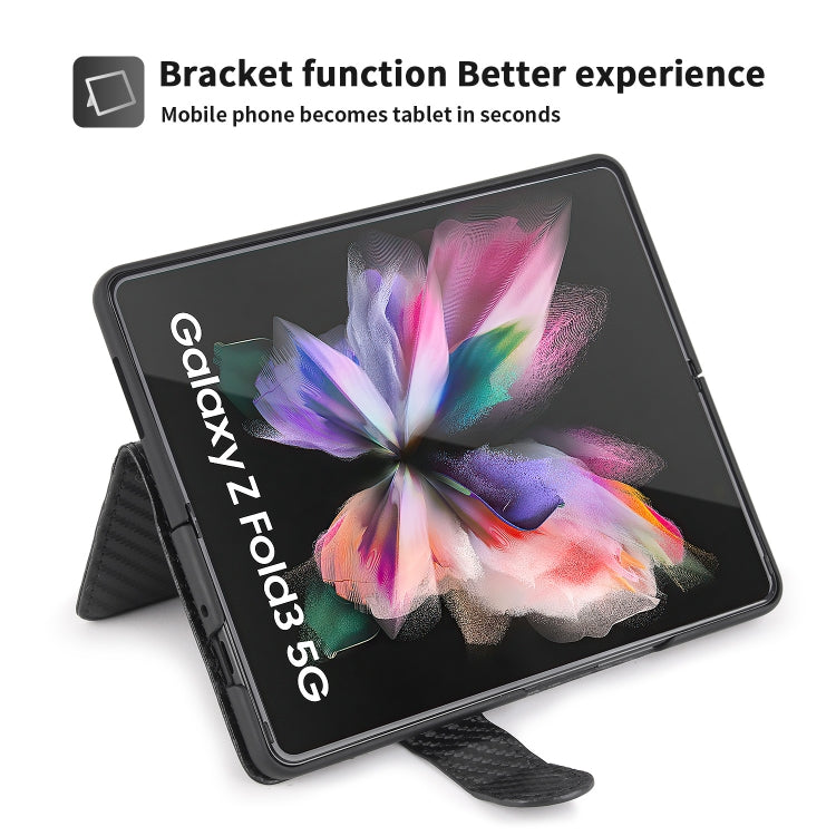 For Samsung Galaxy Z Fold3 5G 2 in 1 Split Folding Leather Phone Case(Carbon Fiber Black) - Galaxy Phone Cases by buy2fix | Online Shopping UK | buy2fix