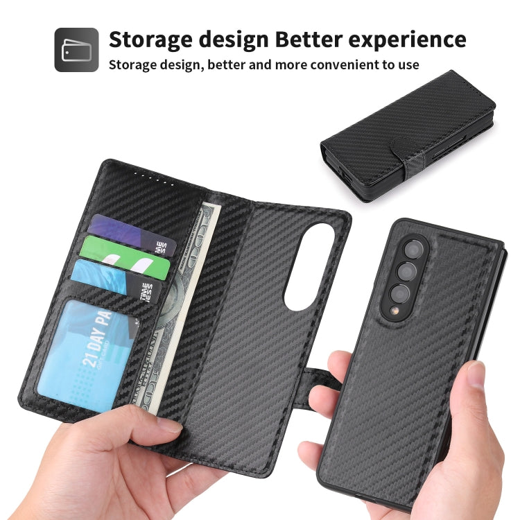 For Samsung Galaxy Z Fold3 5G 2 in 1 Split Folding Leather Phone Case(Carbon Fiber Black) - Galaxy Phone Cases by buy2fix | Online Shopping UK | buy2fix