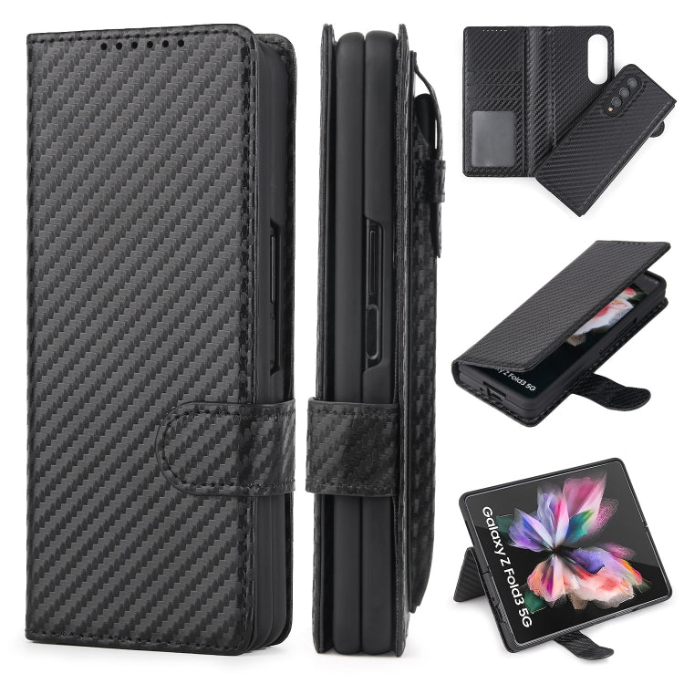 For Samsung Galaxy Z Fold3 5G 2 in 1 Split Folding Leather Phone Case(Carbon Fiber Black) - Galaxy Phone Cases by buy2fix | Online Shopping UK | buy2fix