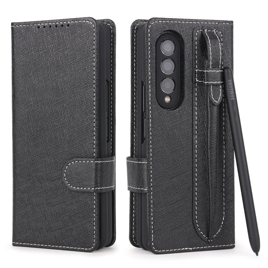 For Samsung Galaxy Z Fold3 5G 2 in 1 Split Folding Leather Phone Case(Cross Pattern Black) - Galaxy Phone Cases by buy2fix | Online Shopping UK | buy2fix
