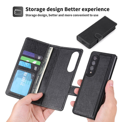 For Samsung Galaxy Z Fold3 5G 2 in 1 Split Folding Leather Phone Case(Cross Pattern Black) - Galaxy Phone Cases by buy2fix | Online Shopping UK | buy2fix