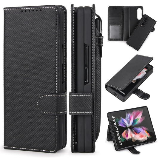 For Samsung Galaxy Z Fold3 5G 2 in 1 Split Folding Leather Phone Case(Twill Black) - Galaxy Phone Cases by buy2fix | Online Shopping UK | buy2fix