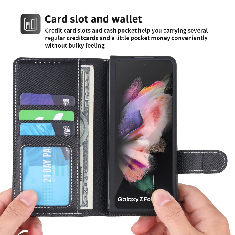 For Samsung Galaxy Z Fold3 5G 2 in 1 Split Folding Leather Phone Case(Twill Black) - Galaxy Phone Cases by buy2fix | Online Shopping UK | buy2fix