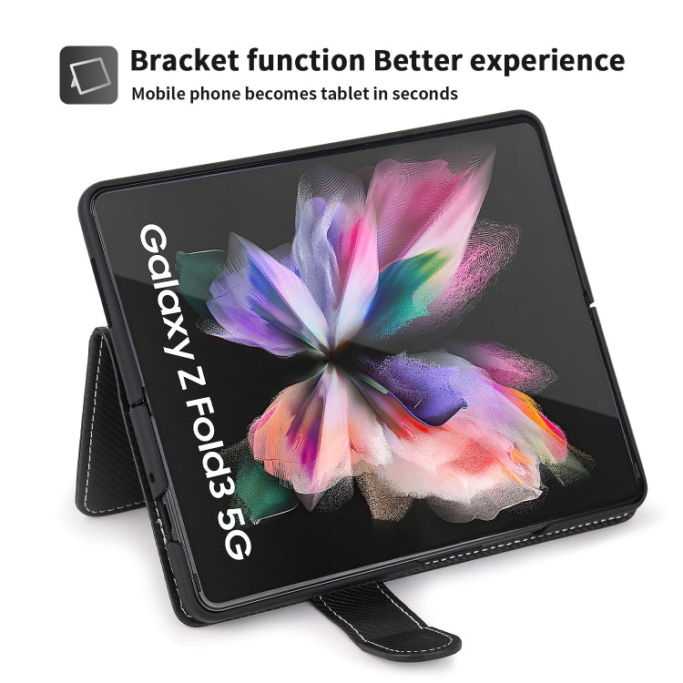 For Samsung Galaxy Z Fold3 5G 2 in 1 Split Folding Leather Phone Case(Twill Black) - Galaxy Phone Cases by buy2fix | Online Shopping UK | buy2fix