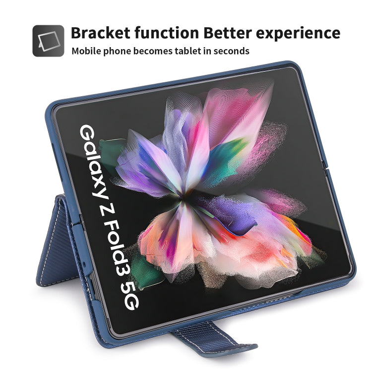 For Samsung Galaxy Z Fold3 5G 2 in 1 Split Folding Leather Phone Case(Twill Royal Blue) - Galaxy Phone Cases by buy2fix | Online Shopping UK | buy2fix
