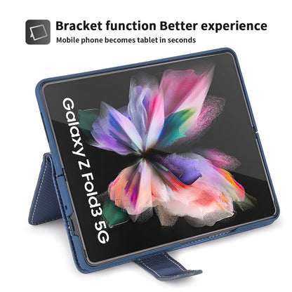 For Samsung Galaxy Z Fold3 5G 2 in 1 Split Folding Leather Phone Case(Twill Royal Blue) - Galaxy Phone Cases by buy2fix | Online Shopping UK | buy2fix