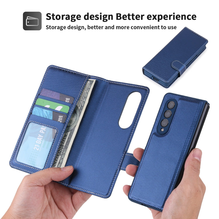 For Samsung Galaxy Z Fold3 5G 2 in 1 Split Folding Leather Phone Case(Twill Royal Blue) - Galaxy Phone Cases by buy2fix | Online Shopping UK | buy2fix