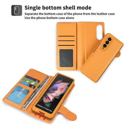 For Samsung Galaxy Z Fold3 5G 2 in 1 Split Folding Leather Phone Case(Twill Yellow) - Galaxy Phone Cases by buy2fix | Online Shopping UK | buy2fix