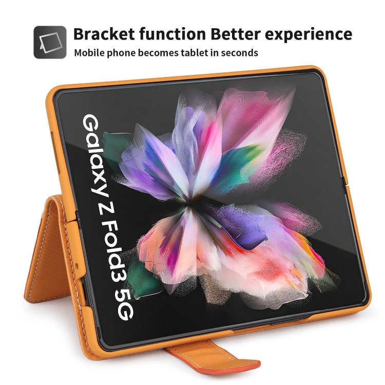 For Samsung Galaxy Z Fold3 5G 2 in 1 Split Folding Leather Phone Case(Twill Yellow) - Galaxy Phone Cases by buy2fix | Online Shopping UK | buy2fix