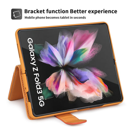 For Samsung Galaxy Z Fold3 5G 2 in 1 Split Folding Leather Phone Case(Twill Yellow) - Galaxy Phone Cases by buy2fix | Online Shopping UK | buy2fix