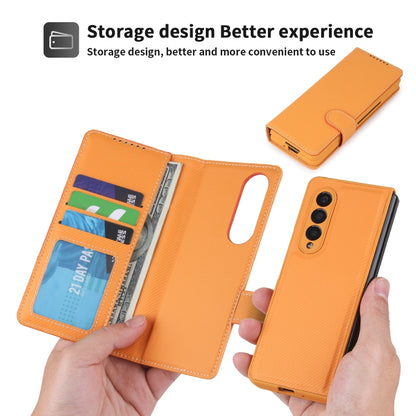 For Samsung Galaxy Z Fold3 5G 2 in 1 Split Folding Leather Phone Case(Twill Yellow) - Galaxy Phone Cases by buy2fix | Online Shopping UK | buy2fix