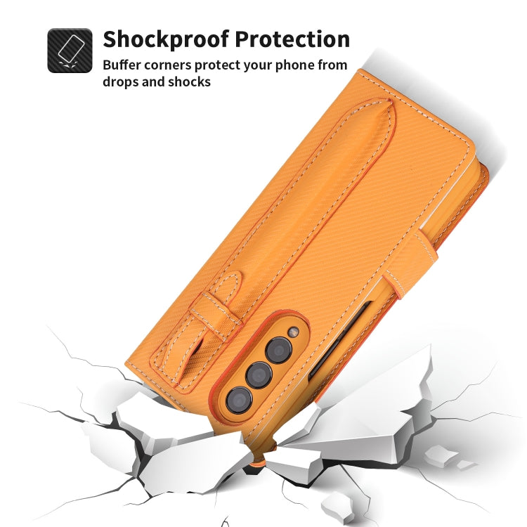 For Samsung Galaxy Z Fold3 5G 2 in 1 Split Folding Leather Phone Case(Twill Yellow) - Galaxy Phone Cases by buy2fix | Online Shopping UK | buy2fix