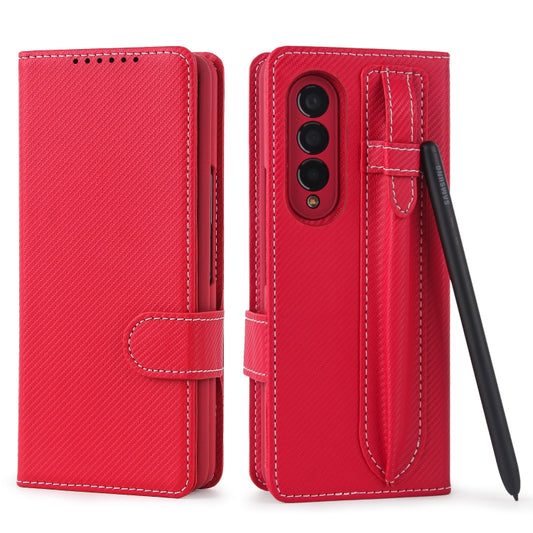 For Samsung Galaxy Z Fold3 5G 2 in 1 Split Folding Leather Phone Case(Twill Red) - Galaxy Phone Cases by buy2fix | Online Shopping UK | buy2fix