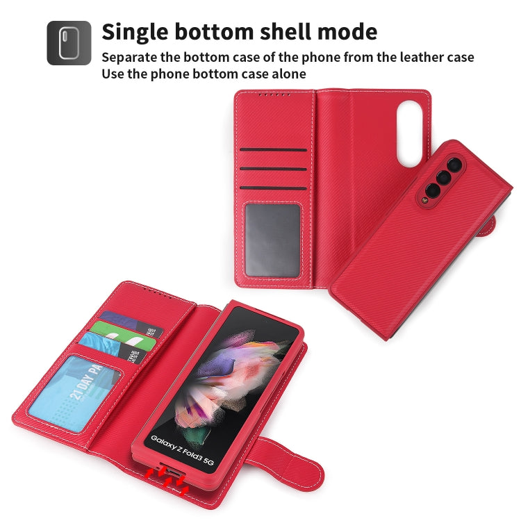 For Samsung Galaxy Z Fold3 5G 2 in 1 Split Folding Leather Phone Case(Twill Red) - Galaxy Phone Cases by buy2fix | Online Shopping UK | buy2fix