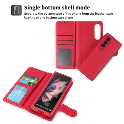 For Samsung Galaxy Z Fold3 5G 2 in 1 Split Folding Leather Phone Case(Twill Red) - Galaxy Phone Cases by buy2fix | Online Shopping UK | buy2fix