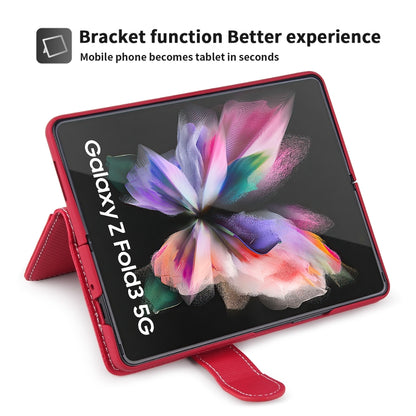 For Samsung Galaxy Z Fold3 5G 2 in 1 Split Folding Leather Phone Case(Twill Red) - Galaxy Phone Cases by buy2fix | Online Shopping UK | buy2fix