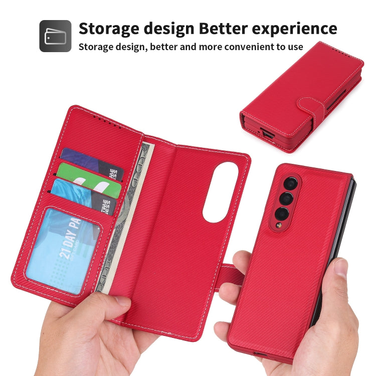 For Samsung Galaxy Z Fold3 5G 2 in 1 Split Folding Leather Phone Case(Twill Red) - Galaxy Phone Cases by buy2fix | Online Shopping UK | buy2fix