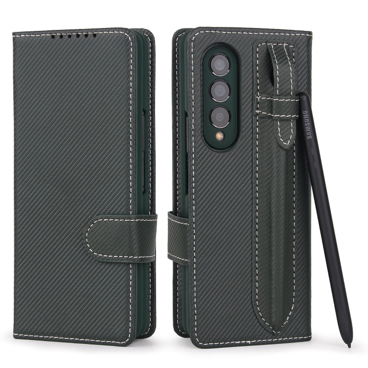 For Samsung Galaxy Z Fold3 5G 2 in 1 Split Folding Leather Phone Case(Twill Cyan Black) - Galaxy Phone Cases by buy2fix | Online Shopping UK | buy2fix