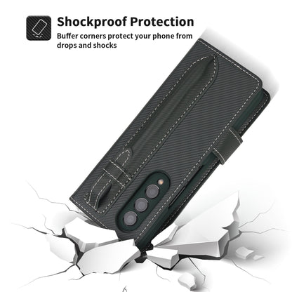 For Samsung Galaxy Z Fold3 5G 2 in 1 Split Folding Leather Phone Case(Twill Cyan Black) - Galaxy Phone Cases by buy2fix | Online Shopping UK | buy2fix