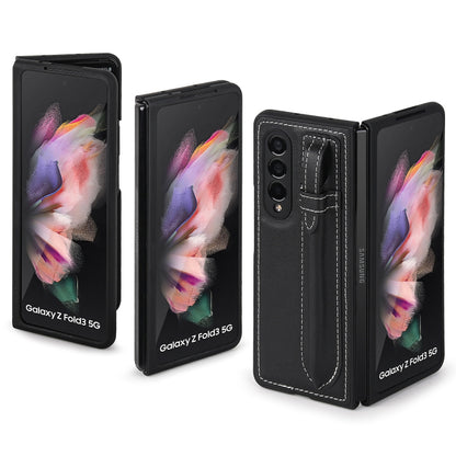 For Samsung Galaxy Z Fold3 5G Top Layer Leather Back Cover Folding Leather Phone Case(Black) - Galaxy Phone Cases by buy2fix | Online Shopping UK | buy2fix