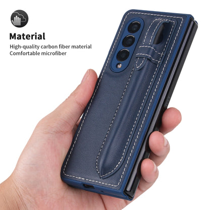 For Samsung Galaxy Z Fold3 5G Top Layer Leather Back Cover Folding Leather Phone Case(Blue) - Galaxy Phone Cases by buy2fix | Online Shopping UK | buy2fix