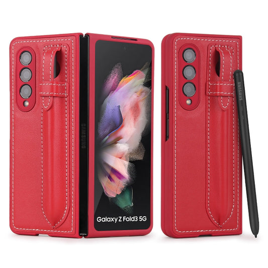 For Samsung Galaxy Z Fold3 5G Top Layer Leather Back Cover Folding Leather Phone Case(Red) - Galaxy Phone Cases by buy2fix | Online Shopping UK | buy2fix
