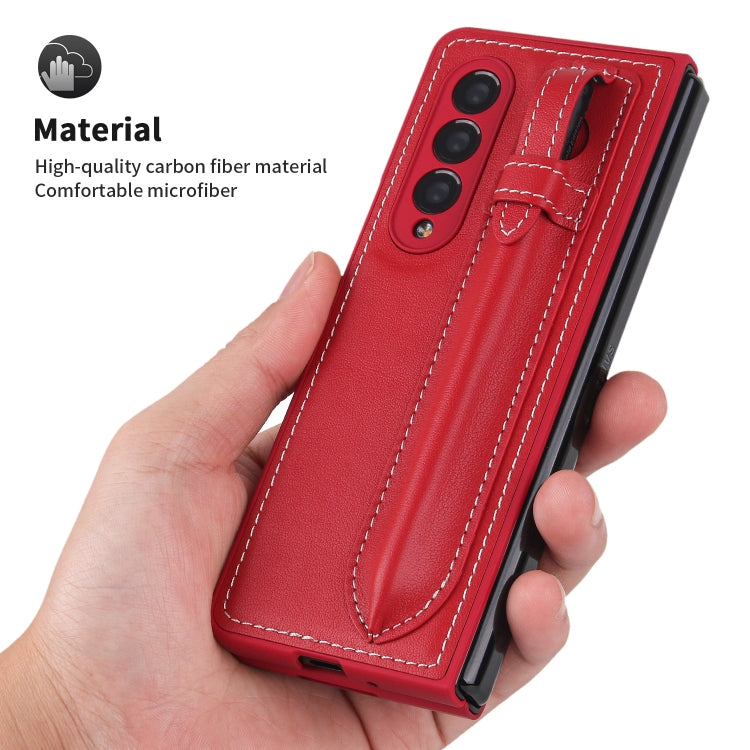 For Samsung Galaxy Z Fold3 5G Top Layer Leather Back Cover Folding Leather Phone Case(Red) - Galaxy Phone Cases by buy2fix | Online Shopping UK | buy2fix