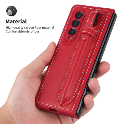 For Samsung Galaxy Z Fold3 5G Top Layer Leather Back Cover Folding Leather Phone Case(Red) - Galaxy Phone Cases by buy2fix | Online Shopping UK | buy2fix