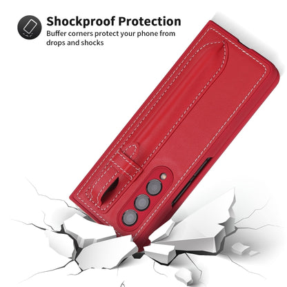 For Samsung Galaxy Z Fold3 5G Top Layer Leather Back Cover Folding Leather Phone Case(Red) - Galaxy Phone Cases by buy2fix | Online Shopping UK | buy2fix