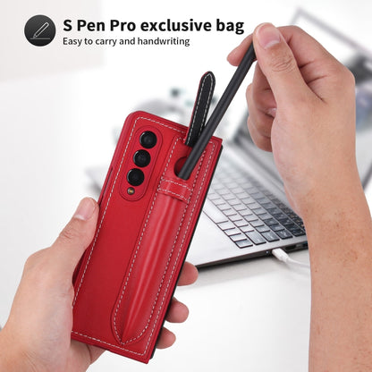 For Samsung Galaxy Z Fold3 5G Top Layer Leather Back Cover Folding Leather Phone Case(Red) - Galaxy Phone Cases by buy2fix | Online Shopping UK | buy2fix