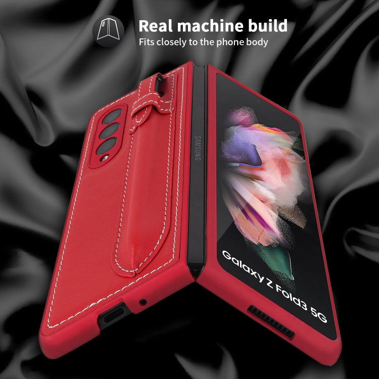 For Samsung Galaxy Z Fold3 5G Top Layer Leather Back Cover Folding Leather Phone Case(Red) - Galaxy Phone Cases by buy2fix | Online Shopping UK | buy2fix