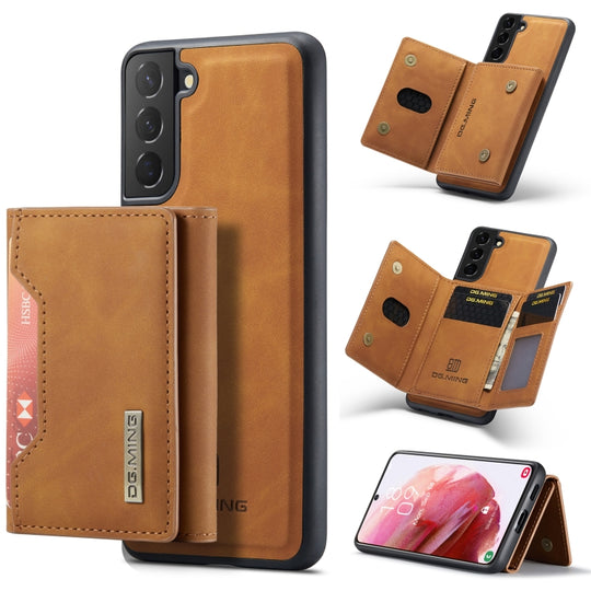 For Samsung Galaxy S22 5G DG.MING M2 Series 3-Fold Multi Card Bag Back Cover Phone Case(Brown)