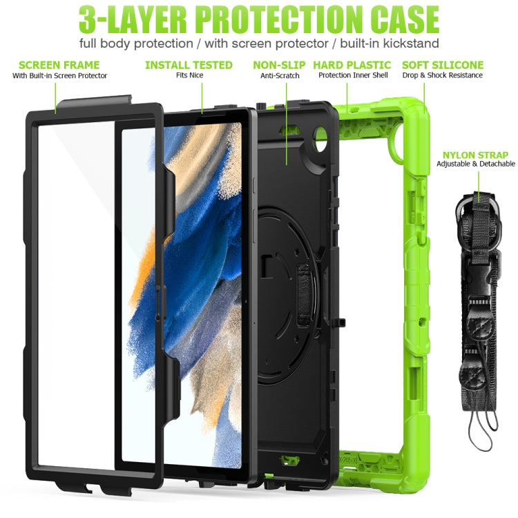 For Samsung Galaxy Tab A8 10.5 2021 X200 / X205 Silicone + PC Tablet Case(Black + Yellow Green) - Other Galaxy Tab PC by buy2fix | Online Shopping UK | buy2fix