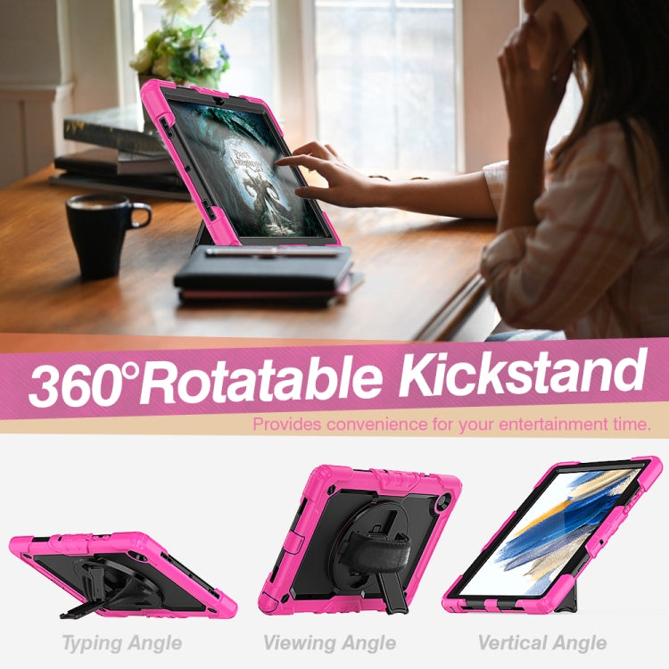For Samsung Galaxy Tab A8 10.5 2021 X200 / X205 Silicone + PC Tablet Case(Black + Rose Red) - Other Galaxy Tab PC by buy2fix | Online Shopping UK | buy2fix