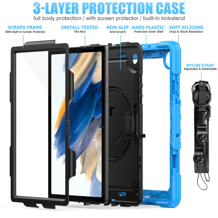 For Samsung Galaxy Tab A8 10.5 2021 X200 / X205 Silicone + PC Tablet Case(Black + Light Blue) - Other Galaxy Tab PC by buy2fix | Online Shopping UK | buy2fix