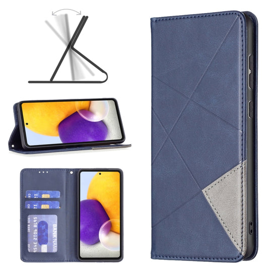 For Samsung Galaxy A73 5G Prismatic Invisible Magnetic Leather Phone Case(Blue)