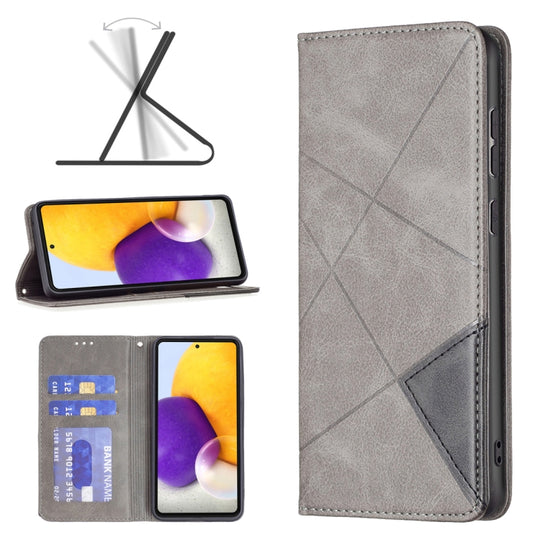 For Samsung Galaxy A73 5G Prismatic Invisible Magnetic Leather Phone Case(Grey)