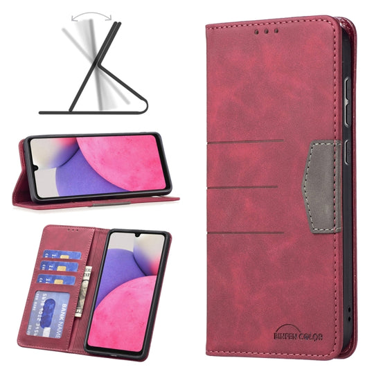 For Samsung Galaxy A33 5G Magnetic Splicing Leather Phone Case(Red)