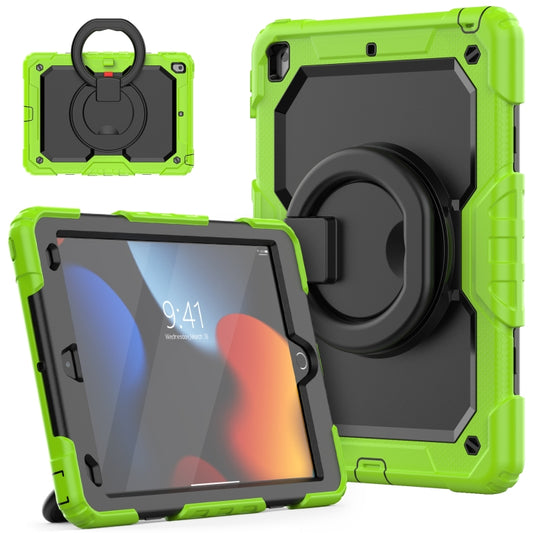 For iPad 10.2 2021 / 2020 / 2019 Silicone + PC Tablet Case with Shoulder Strap(Yellow Green+Black) - iPad 10.2 Cases by buy2fix | Online Shopping UK | buy2fix