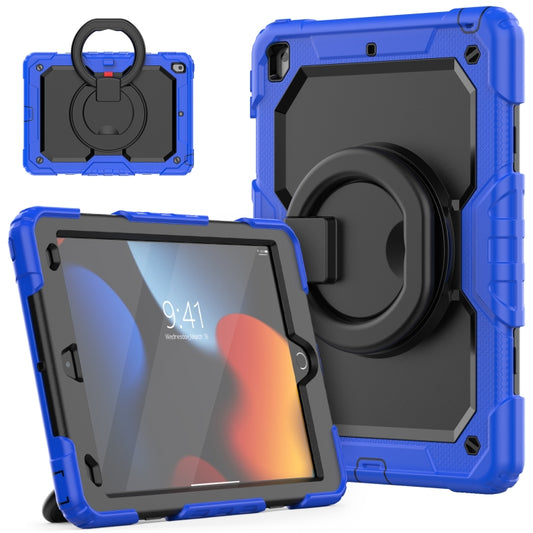 For iPad 10.2 2021 / 2020 / 2019 Silicone + PC Tablet Case with Shoulder Strap(Blue+Black) - iPad 10.2 Cases by buy2fix | Online Shopping UK | buy2fix