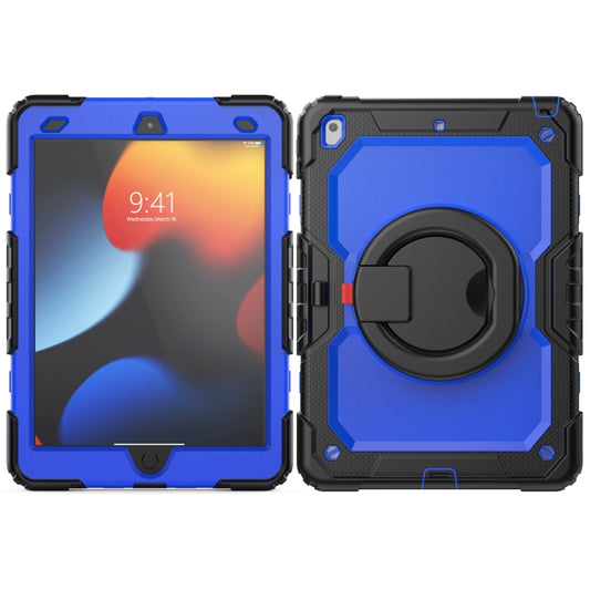 For iPad 10.2 2021 / 2020 / 2019 Silicone + PC Tablet Case with Shoulder Strap(Black+Dark Blue) - iPad 10.2 Cases by buy2fix | Online Shopping UK | buy2fix