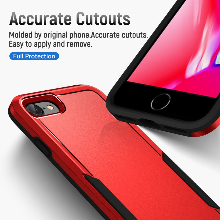 For iPhone SE 2022 / SE 2020 / 8 / 7 Pioneer Armor Heavy Duty PC + TPU Phone Case(Red Black) by buy2fix